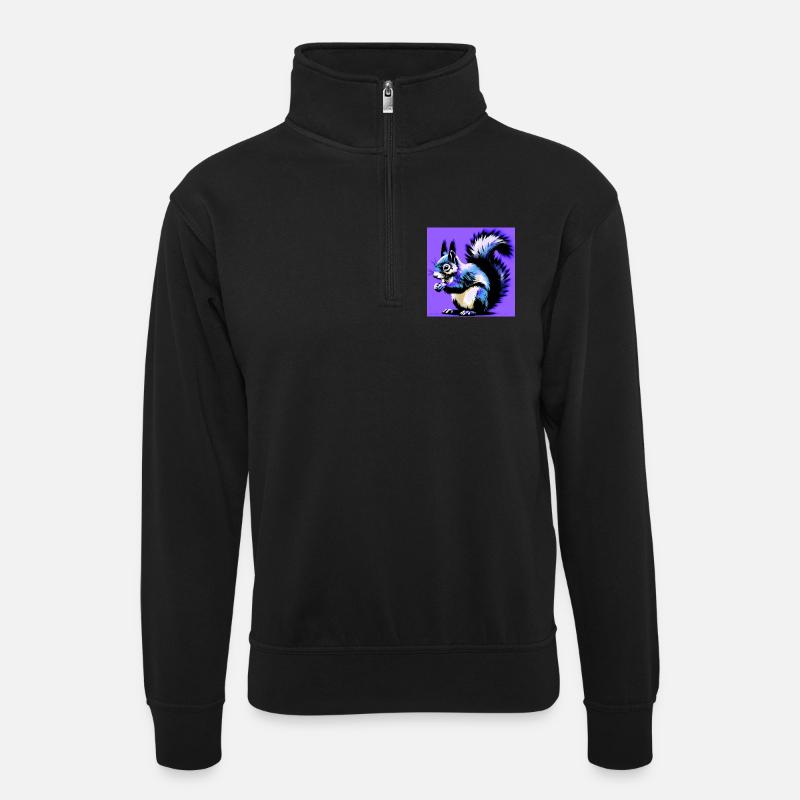 Eichhörnchen - Unisex Pullover mit Zip-Kragen - Schwarz