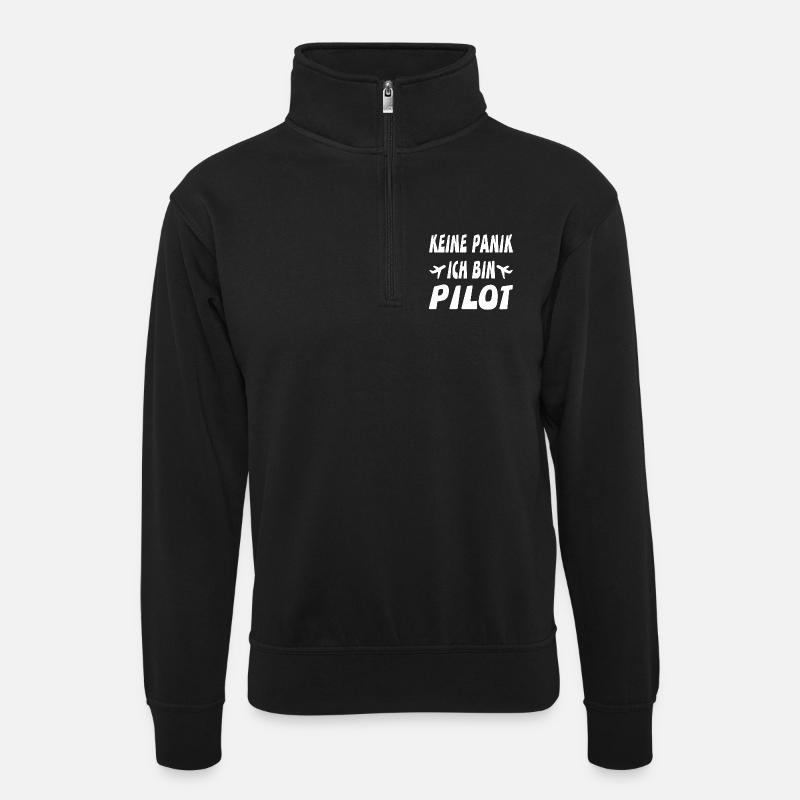 Pilot - Unisex Pullover mit Zip-Kragen - Schwarz