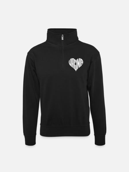 Virginia Heart Design - Unisex sweater with zip collar - black
