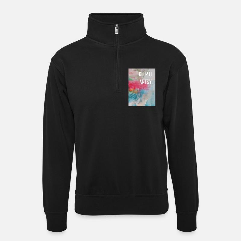 Keep it artsy. - Unisex sweater with zip collar - black
