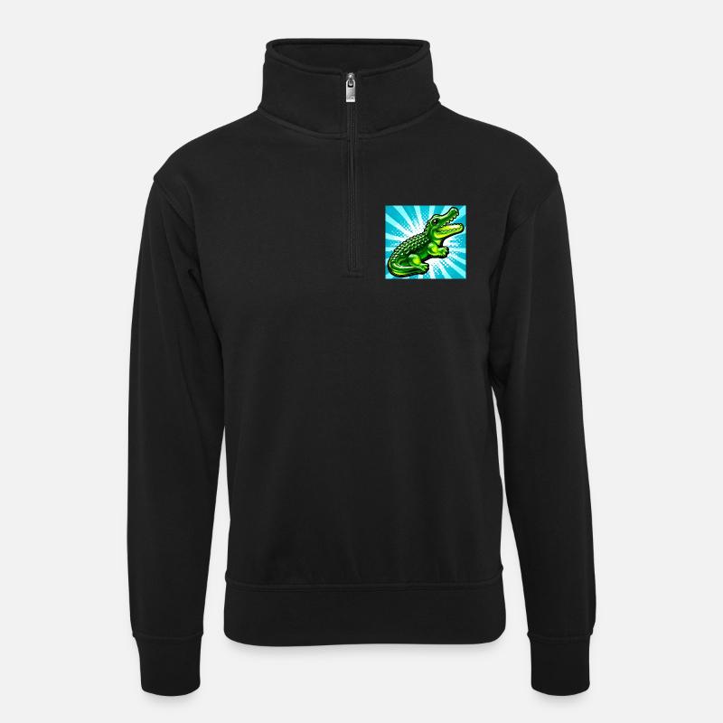 crocodile - Unisex sweater with zip collar - black