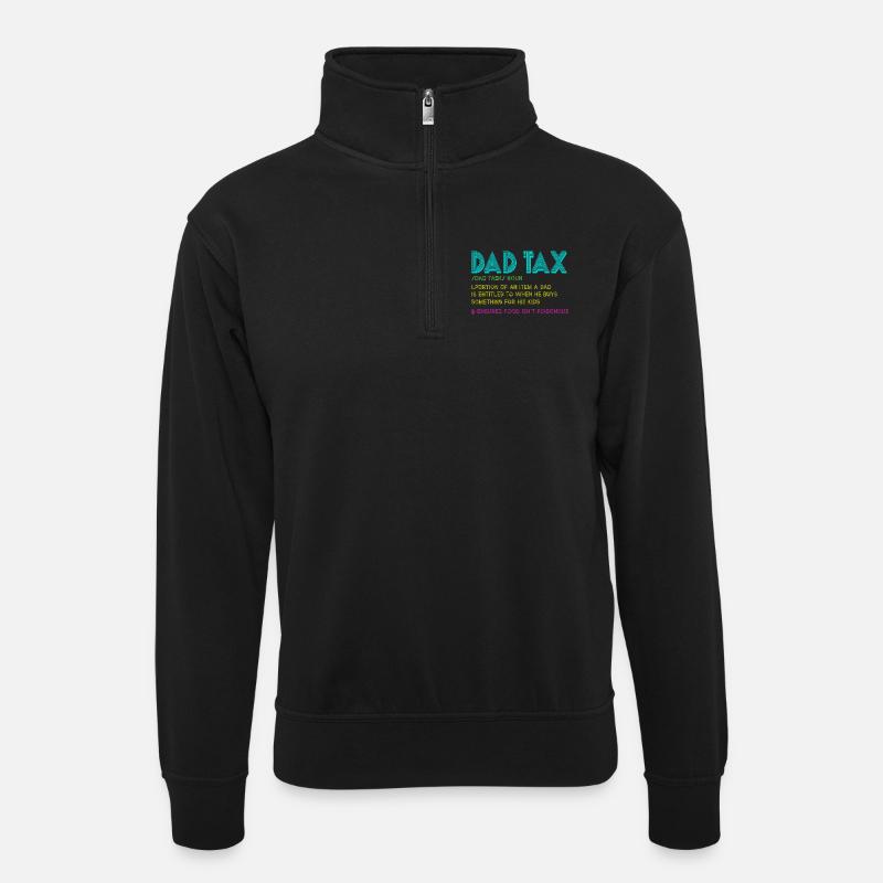 Papa-Steuer-Snack-Regel - Unisex Pullover mit Zip-Kragen - Schwarz