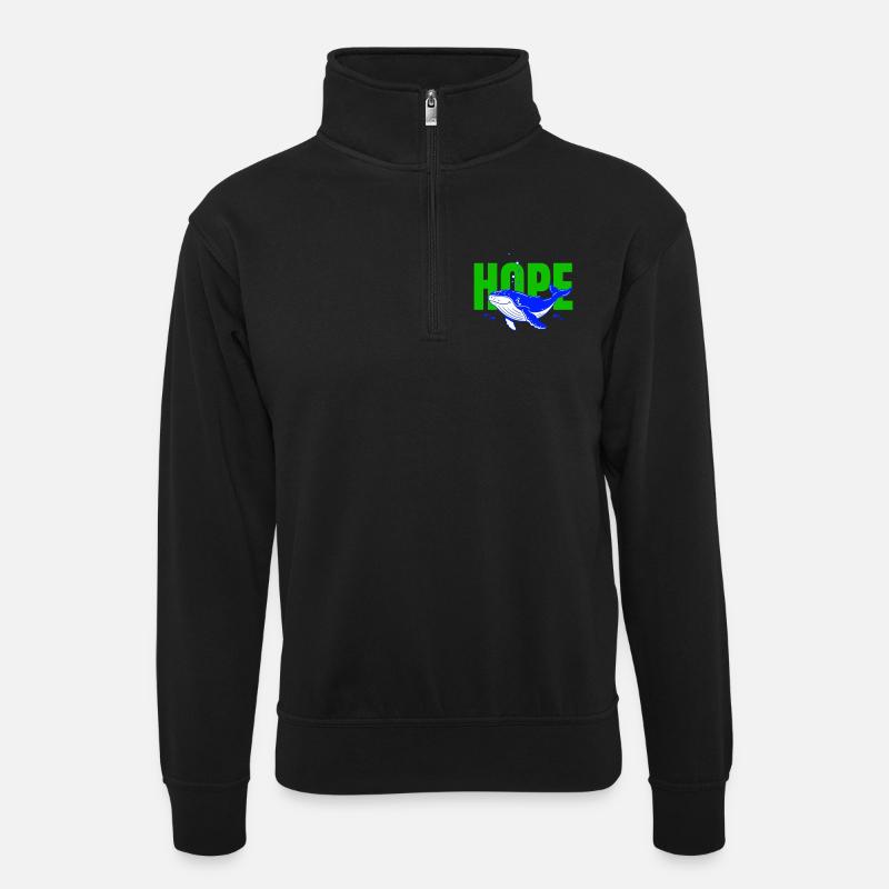 Wal Hope in der Ostsee - Unisex Pullover mit Zip-Kragen - Schwarz