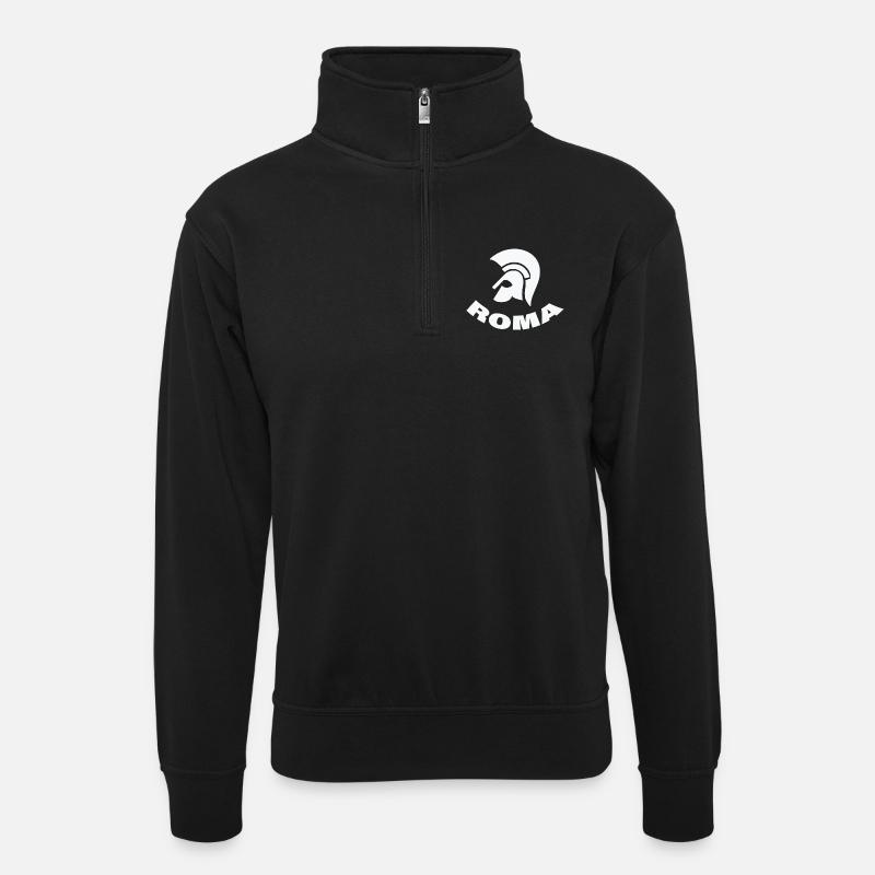 ROMA - Unisex Pullover mit Zip-Kragen - Schwarz