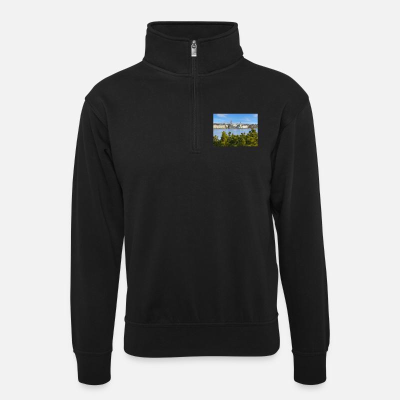 Reykjavik Waterfront - Unisex sweater with zip collar - black