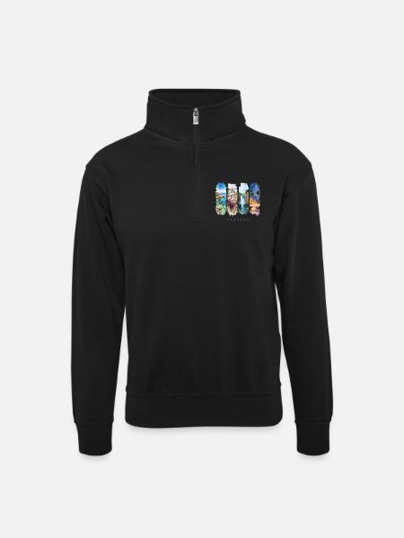 Antalya Design – Turkey Summer Holiday Motif - Unisex sweater with zip collar - black