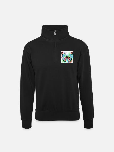 papillon - Sweat col montant zippé unisexe - noir