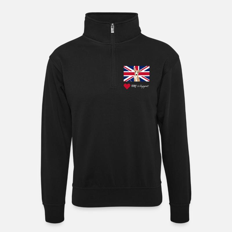 LUVMYWHIPPET (White) - Unisex sweater with zip collar - black