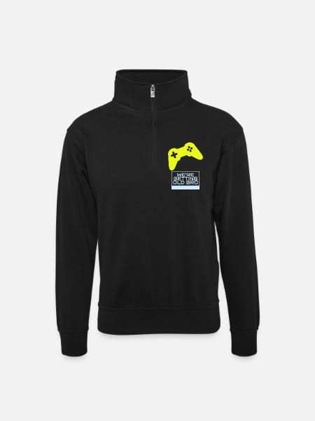 Gamer-Nostalgie: Wir werden älter - Unisex Pullover mit Zip-Kragen - Schwarz