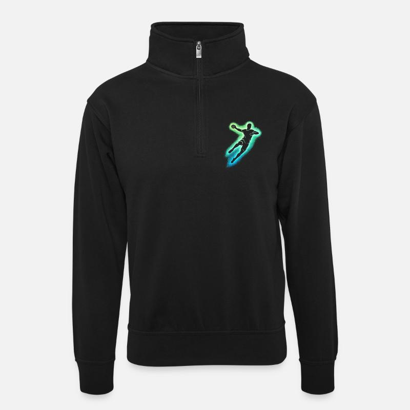 Silhouette de saut néon de handball - Sweat col montant zippé unisexe - noir