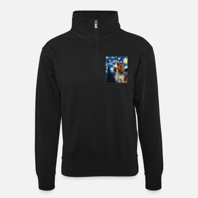 Cavalier King Charles Spaniel - Unisex sweater with zip collar - black