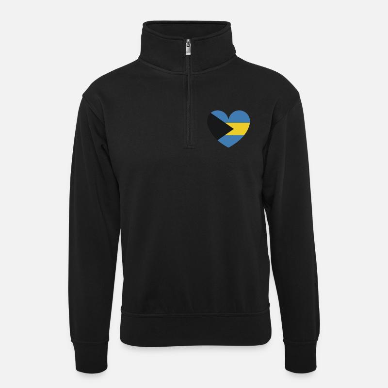Drapeau des Bahamas du Cœur - Sweat col montant zippé unisexe - noir