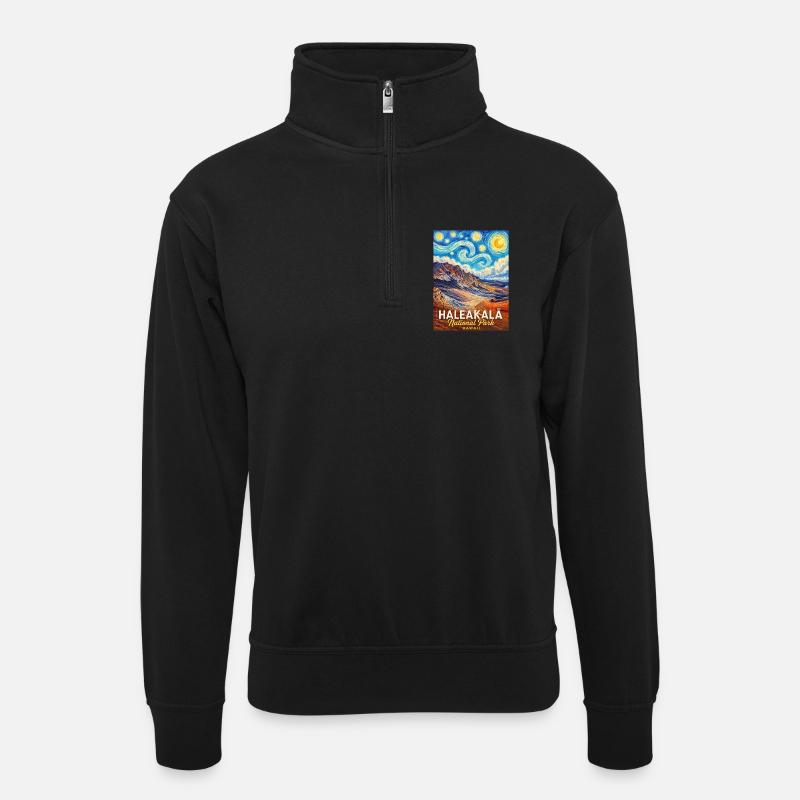 Haleakalā National Park Hawaii - Unisex Pullover mit Zip-Kragen - Schwarz