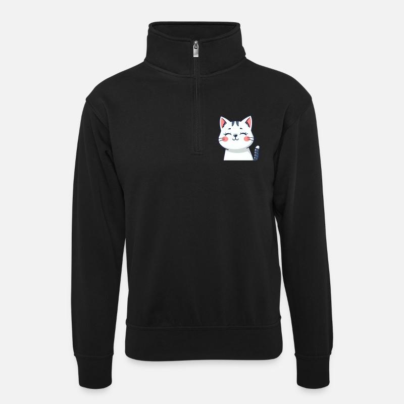 Cat Kitten Cat Shirt Gift - Unisex sweater with zip collar - black