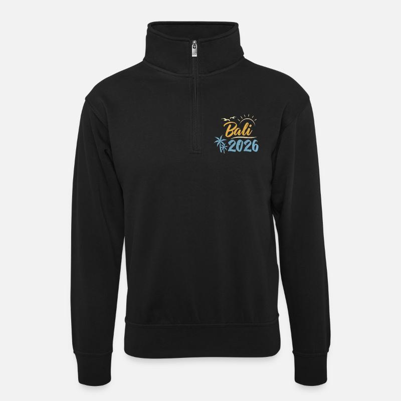Bali 2026 - Unisex Pullover mit Zip-Kragen - Schwarz