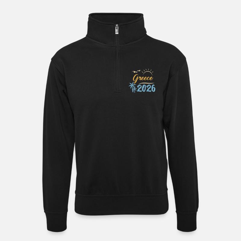 Greece 2026 - Unisex sweater with zip collar - black