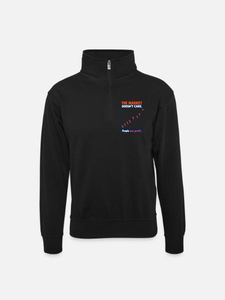 People Before Profit Graphic - Unisex sweater with zip collar - black