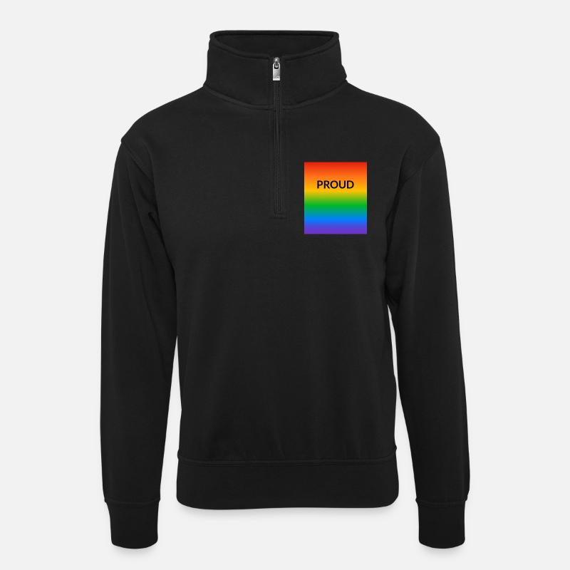 Proud Rainbow LGBT Pride - Unisex sweater with zip collar - black
