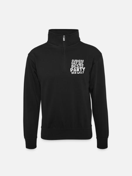 Feiern Curacao - Unisex Pullover mit Zip-Kragen - Schwarz