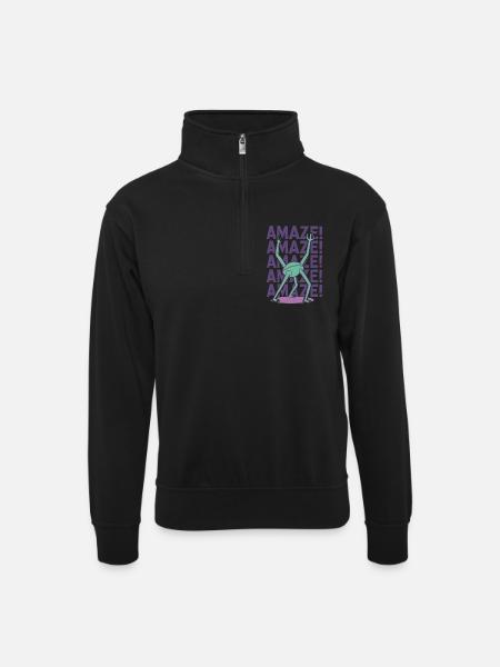 Rocky Amaze Alien-Gruß - Unisex Pullover mit Zip-Kragen - Schwarz