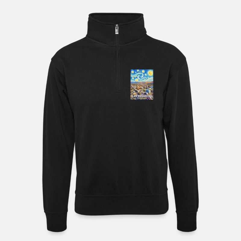 Starry sky San Bernardino - Unisex sweater with zip collar - black