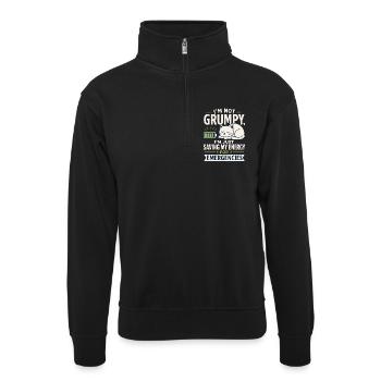 Katzenenergie fürs Notfall - Unisex Pullover mit Zip-Kragen - Schwarz - Vorne