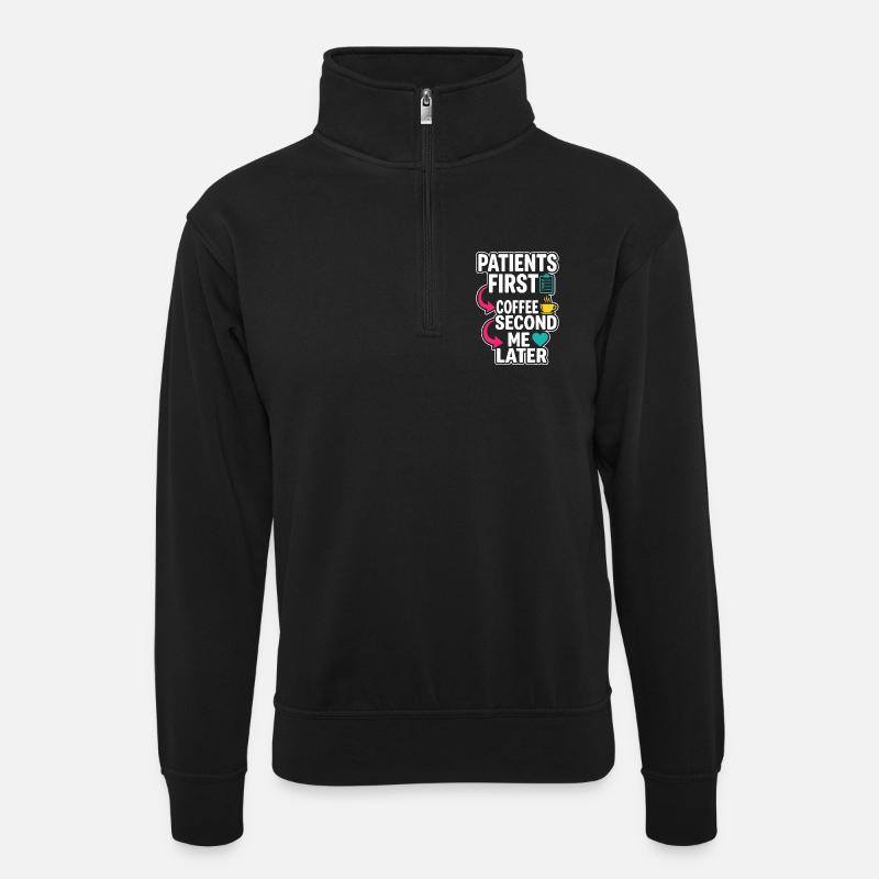 Nachtschicht-krankenschwester, Müde - Unisex Pullover mit Zip-Kragen - Schwarz