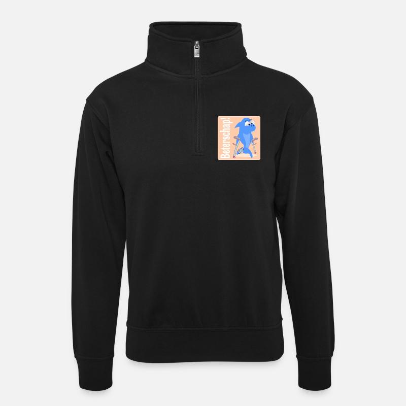Get well soon children - Unisex sweater with zip collar - black