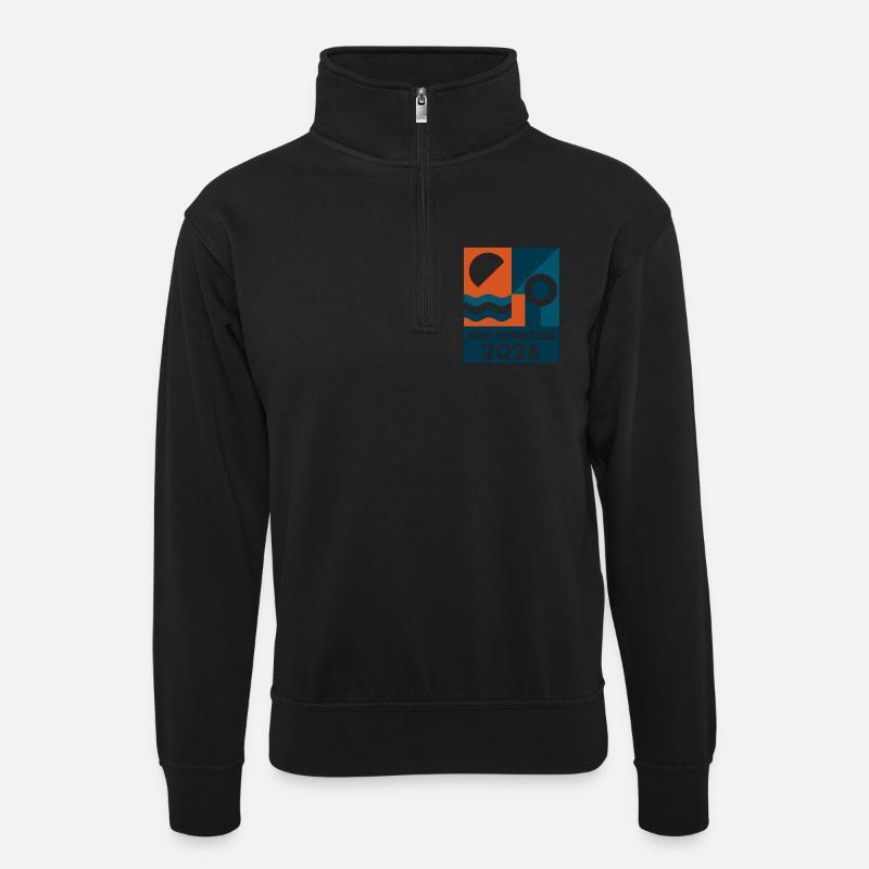 New Adventure 2026 - Unisex Pullover mit Zip-Kragen - Schwarz