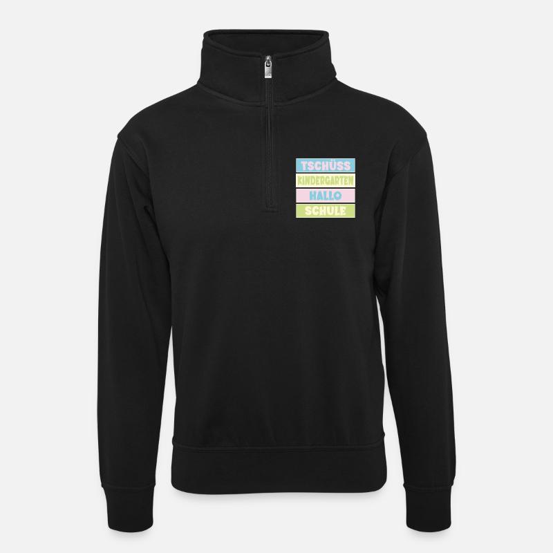 Abschied Kindergarten Einschulung - Unisex Pullover mit Zip-Kragen - Schwarz