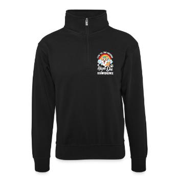 Kurze Beine, Große Einstellung, Corgi - Unisex Pullover mit Zip-Kragen - Schwarz - Vorne