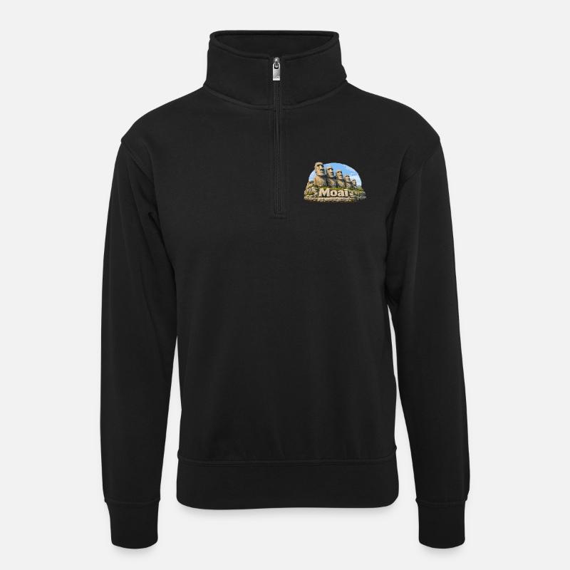 Graphique de l’île Moai Images - Sweat col montant zippé unisexe - noir