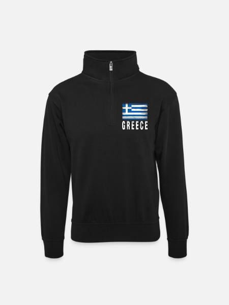 Brushstroke Flag Greece - Unisex sweater with zip collar - black