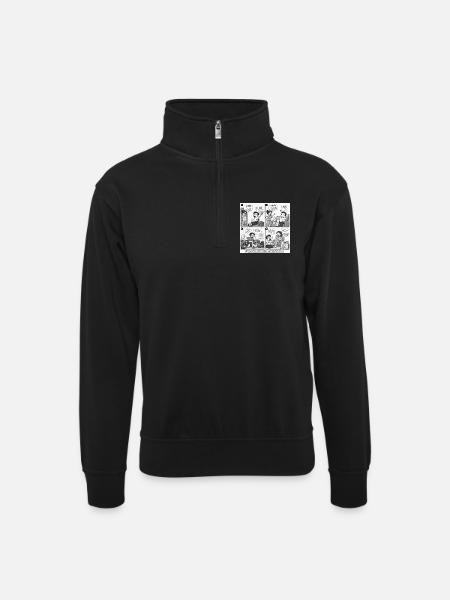 Fishing Therapy: A Comic Dilemma - Unisex sweater with zip collar - black