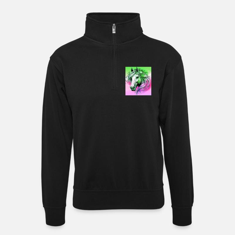 cheval - Sweat col montant zippé unisexe - noir
