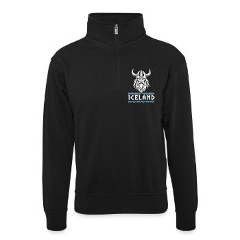 Insel-Wikinger-Nordhelm Odin-Design - Unisex Pullover mit Zip-Kragen - Schwarz - Vorne
