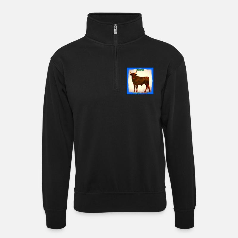 bull - Unisex sweater with zip collar - black