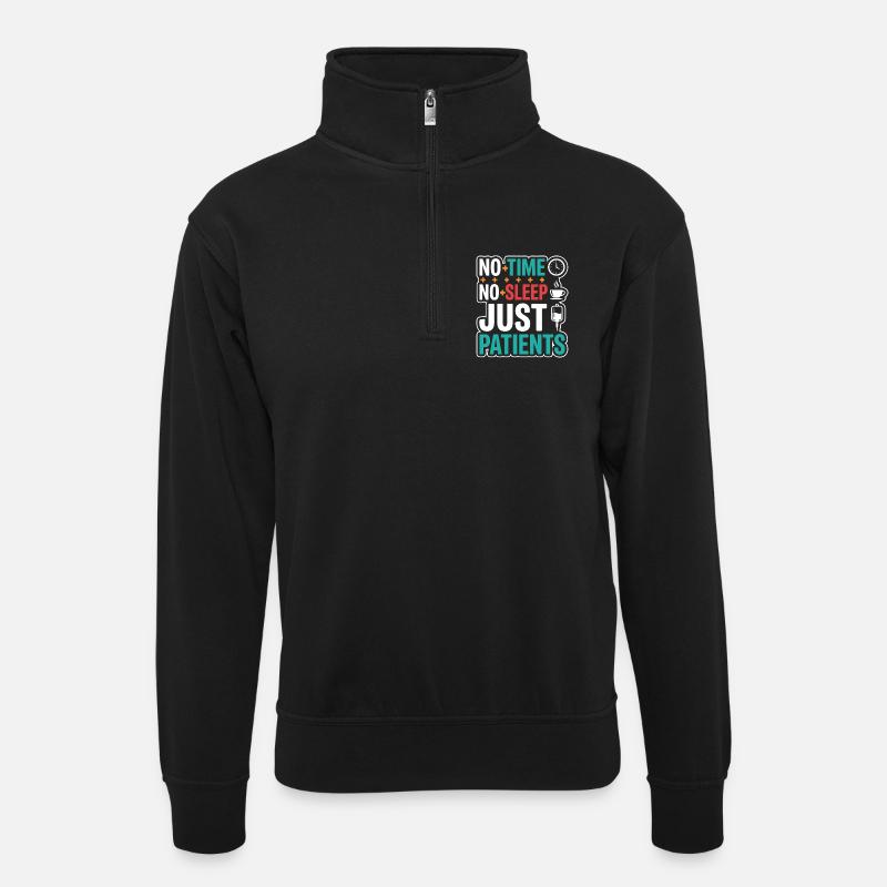 Nachtschicht-krankenschwester, Müde - Unisex Pullover mit Zip-Kragen - Schwarz