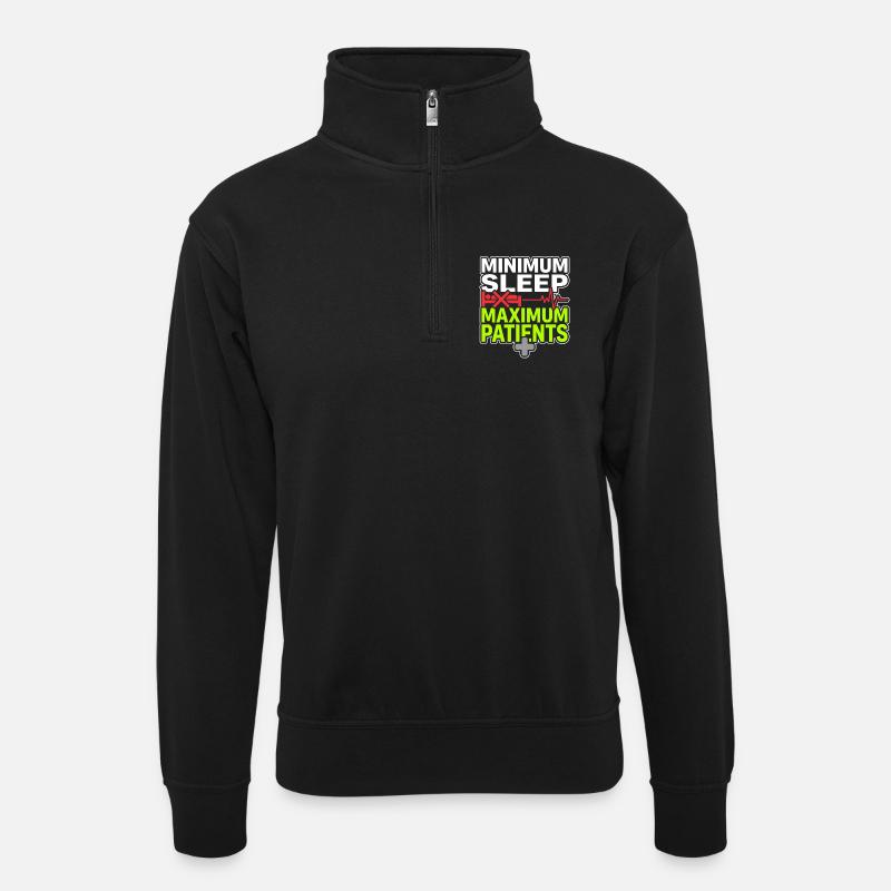 Night Shift Nurse, Tired - Unisex sweater with zip collar - black