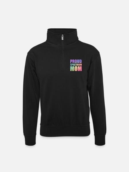 Stolze Spectrum-Mama - Unisex Pullover mit Zip-Kragen - Schwarz