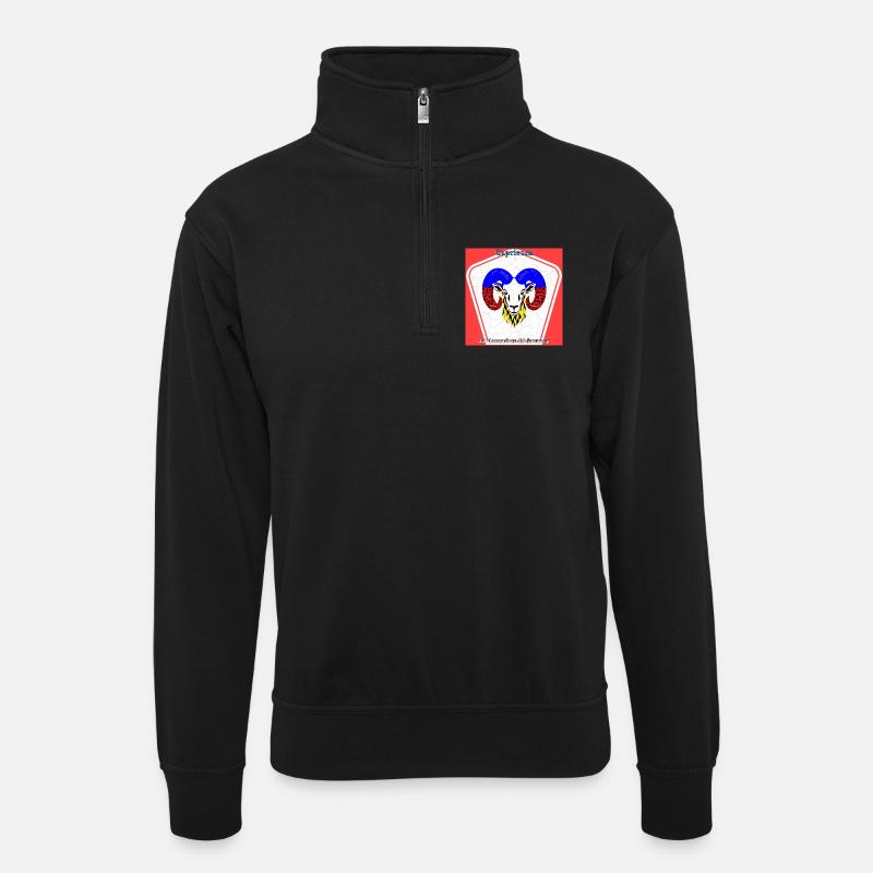 Steinbock - Unisex Pullover mit Zip-Kragen - Schwarz