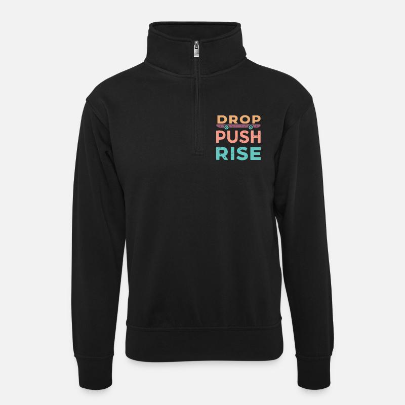 Drop Push Rise Skateboard - Sweat col montant zippé unisexe - noir