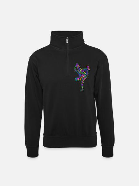 Breakdancing Breakdancer Bunt Jungen Breakdance - Unisex Pullover mit Zip-Kragen - Schwarz