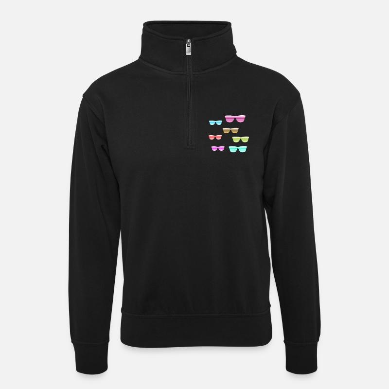 Rainures solaires - Sweat col montant zippé unisexe - noir