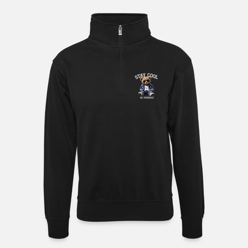 Stay Cool Be Yourself Teddy - Unisex sweater with zip collar - black