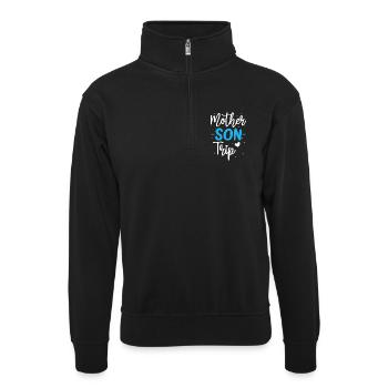 Mutter-Sohn-Reise - Unisex Pullover mit Zip-Kragen - Schwarz - Vorne