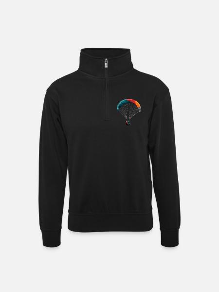 Geometric Paraglider Panodesign - Unisex sweater with zip collar - black