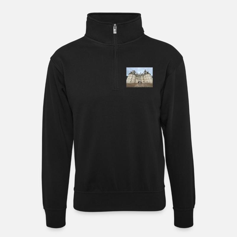 Château de Chambord - Unisex sweater with zip collar - black