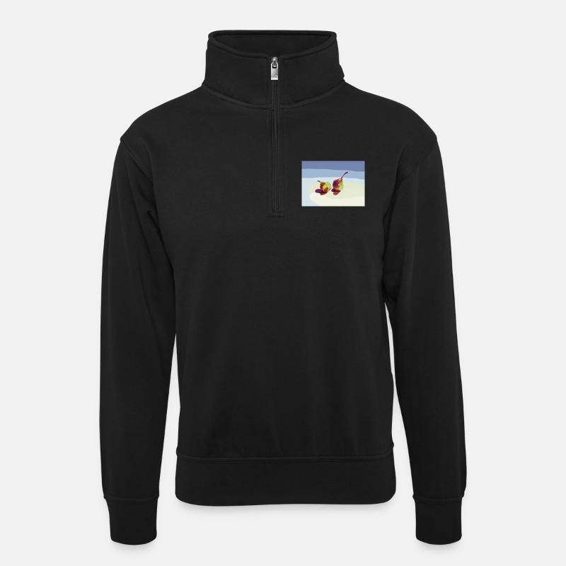 Abstrakte Birnen am Strand - Unisex Pullover mit Zip-Kragen - Schwarz