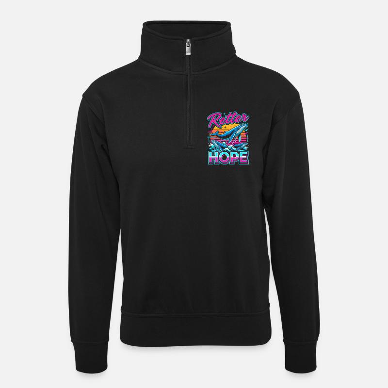 Neon-Wal Hoffnung - Unisex Pullover mit Zip-Kragen - Schwarz